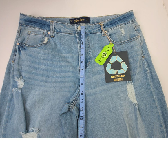 Indigo Rein Skater Jeans Pants High Rise Flare Slouchy Distress Junior's 15 - XL - Picture 7 of 10